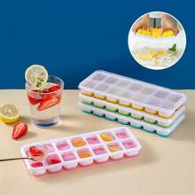 KIT Forma De Gelo Forminha Para Fazer Gelo de Silicone Com Tampa 14 Gelos