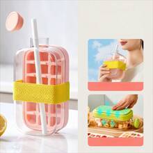 Ice Water Cup With Straw: Ice Cube Cup - No Need To Share Ice Cubes With Others. Just Press To Remove The Ice Cubes. Perfect For Families And Pool Parties. It Can Enable You To Enjoy Summer Frozen Beverages Better. Household Ice-Making Molds.