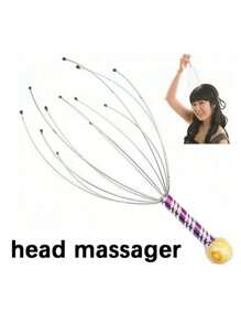 1/2Pcs Octopus Head Scalp Relaxation Massage Pain Relief Body Massager Head Grabber Pressure Release Relaxation Claw Metal Massager Device Unisex For Home Relaxation And Office Soothing Use,