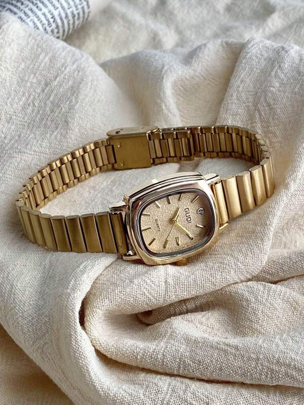 1 pieza Nuevo reloj de mujer delicado de esfera ovalada, en colores verde/dorado/plateado/blanco, con brazalete de oro/plata, correa compacta de bambú con mecanismo de cuarzo - Regalo ideal para el Día de San Valentín y el Día de la Madre