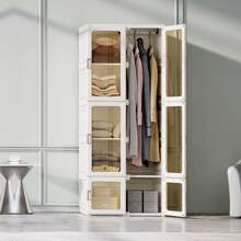 Armario plegable, altura 170 cm, con 6 compartimentos y 1 barra - PP - para salón, dormitorio, apartamento, guardarropa