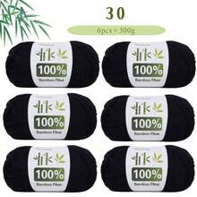 6 包 300 克竹纤维纱线，透气舒适，适合钩编、针织 T 恤、披肩、围巾、毛衣、夹克、帽子、开衫和配饰，春、夏、秋手工必备，柔软顺滑的纱线