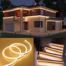 LUCASA Tira Led Neón 5M Luz Led 600 Ledes Flex Cortable Silicona Neon Lights 12V Tiras Led para Cuarto Exterior IP67 Impermeable Tira Led Para Cocina Decoración Habitación TV Luces LED Flexible - CÁLIDA - Ver 7