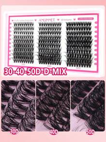 300 Naturally Fluffy 3D False Eyelashes C/D Curl Makeup Eyelashes Extended By 30D+40+50D+60D+80D+100D Eyelash Clusters Mixed With Large Capacity Pink Packaging, Women's Makeup Eyelash Tool, Thick Eyelashes