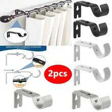 2pcs Heavy Duty Curtain Rod Brackets, Adjustable Reinforced Metal Hardware Fits 1" Rod, Universal For Living Room, Bedroom, Balcony, Drying Rack, Anti-Rust Wall Mount Support (Includes Expansion Screws) - Multicolor - View 4