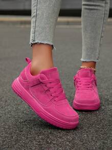 Women's Simple Patchwork Comfortable Khaki Flat Casual Shoes, Personalized Fashion Business Lace-Up Skateboard Sneakers
