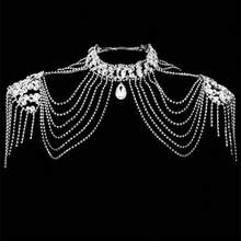 Luxury Wedding Rhinestone Shoulder Chain, Multi-Layer Tassel Body Chain For Bridal Dress Jewelry - Silver - View 10