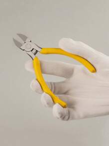 1-częściowy obcinak do drutu, narzędzie do cięcia kabli, szczypce dla elektryków, narzędzie do naprawy urządzeń elektrycznych w ogrodzie, precyzyjny obcinak do drutu, obcinak do gwintów, superostry i antypoślizgowy, do ścinania i gięcia zbrojenia (żółty), do delikatnych części