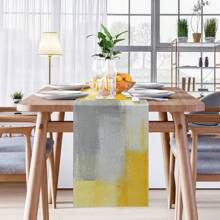 Yellow Abstract Dining Table Flag, Retro Color Restaurant Decoration Kitchen Tea Table Family Dinner Festive Party Desktop Small Decoration