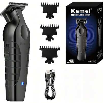 Kemei 专业无线理发器 2025 升级版 - 科美 KM-2299 充电式修剪器，带 USB-C 快速充电，理发和家用 | 男士胡须修剪器
