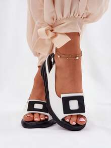 女士时尚百搭休闲厚底厚底凉鞋，夏季 - 白色 - 查看 5