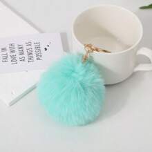 Cute Key Soft Fluffy Fur Ball Keychain Fluffy Key Chains Trinkets Pom Pom Keyring Women Bag Pendant Jewelry Key Chain Charms Car Accessories Bag Charm Backpack For School