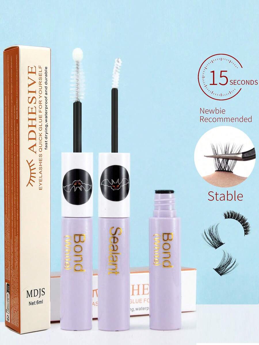 1PC Professional Eyelash Adhesive & Sealant 6ml - 72-Hour Strong Hold Waterproof Gentle Latex-Free Glue For Sensitive Skin, Transparent Bonding DIY Home Lash Extension Kit, Dual Use For Individual & Cluster Lashes With Clear Seal - 白色 - 查看 1