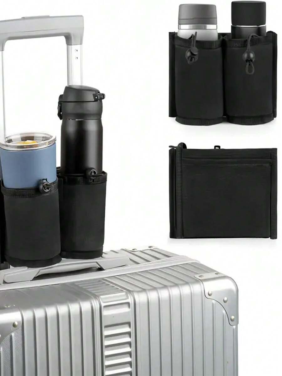 Suitcase Handle Storage Bag, Portable Cup Holder, Beverage Container Set For Travel Luggage - Multicolor - View 1