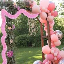 1pc, Translucent Glitter Tinsel Garland, Metallic Wire Trimming For Party/Birthday Decor, Shiny Pink, Soft Material, Length 2m, Width 10cm