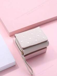 Women's Wallet, Fashionable Embroidered Heart-Shaped Coin Purse, Card Bag, Multi-Slot Wallet - White - View 2