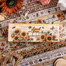 20 Rolls Washi Tape Set, Vintage Washi Tape, Yellow Black Decorative Tapes, Planner Accessories Bee Flowers Butterfly Botanical School Supplies Perfect For Scrapbooking Supplies, Junk Journal, Bullet Journaling, Art Crafts
