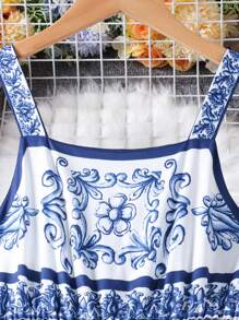 Abito a sottoveste vintage con stampa floreale per ragazze, adatto per spiaggia e vacanze