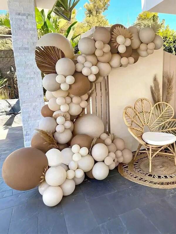115pcs White Cream Beige Brown Balloon Garland - Latex Balloons For Wedding,Anniversary Decoration,Showers,Gender Reveal Party Decor,Engagement, Birthday, Mother's Day, Graduation, Valentine's Day,Background Decorations