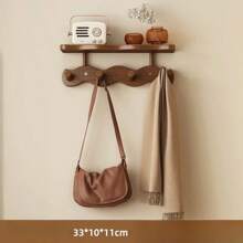 1 pieza Perchero de pared de bambú con ganchos, acabado pulido, fácil instalación, estilo casual, sin necesidad de taladrar, organizador multiusos para dormitorio, sala de estar, entrada