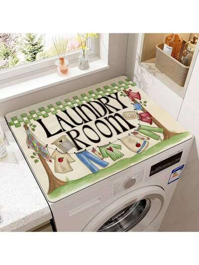 A Drying Rack Printed Washing Machine Pad Made Of TPR Material Suitable For The Top Of Refrigerators And Washing Machines,Kitchen Decor,Household Items