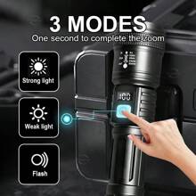 Novo Flashlight Brilhante de Verão, Exibição Digital, Iluminação de Emergência com Zoom de Longo Alcance, Bateria de Lítio de Alta Capacidade com Longa Duração, Lanterna LED Pequena À Prova D'água e Portátil, Durável, Patrulha, Esportes Ao Ar Livre, Acessórios para Camping
