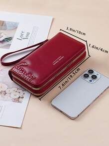 Women's Dual Zipper Cat Pattern Long Wallet Purse Multi-Card Slots Large Capacity Phone Holder Clutch Bag For Women Mini Wallet Purse Wallet Wristlet Wallet Keychain