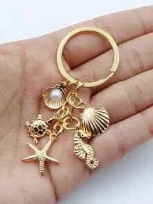 1 件航海风格海马、海龟、海星、贝壳吊饰钥匙扣、海洋生物吊坠友谊配饰、男女通用汽车配饰包饰学校可爱哥特 Y2k 圣诞礼物创意包饰挂绳带身份证夹汽车配饰包饰 - 彩色 - 查看 2