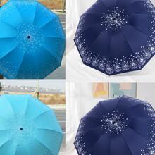 1pc Oversized 10-Rib Business Black Umbrella, Large Dual-Use Sunshade And Rainproof Umbrella, Windproof Folding Umbrella Summer Cooling,Beach,Travel