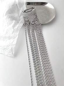 1 pièce Chaîne de cheveux pour queue de cheval basse à la mode, accessoire de fête scintillant avec strass et glands, bijou pour cheveux