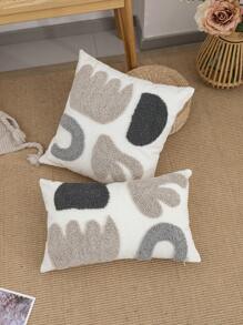 1/2 pièces Housse de coussin à motif floral, coton damassé, style nordique, textile d'intérieur, décoration de salon, chambre à coucher, canapé, vacances, banquet, extérieur, jardin, fête, housse de coussin de décoration végétale, sans rembourrage, 30*50cm, 45*45cm