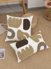 1/2 pièces Housse de coussin à motif floral, coton damassé, style nordique, textile d'intérieur, décoration de salon, chambre à coucher, canapé, vacances, banquet, extérieur, jardin, fête, housse de coussin de décoration végétale, sans rembourrage, 30*50cm, 45*45cm