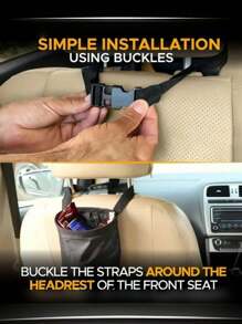 1/2pcs Universal Fit Portable Trash Canl Foldable Car MountedStorage Bag, Multi-Functional Polyester Fiber Portable TrashCan Organizer With Wide Top Opening Vent, Universal Fit ForVehicle Use