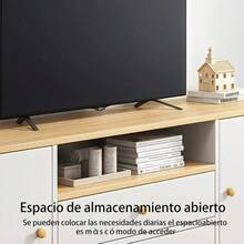 Mueble para TV con 2 Cajones y 2 Gabinete, Simple Centro Entretenimiento TV, Muebles Televisión con Estantes de Almacenamiento Abiertos de hasta 55 Pulgadas, Apto Salón y Dormitorio (Color madera) - Color madera - Ver 4