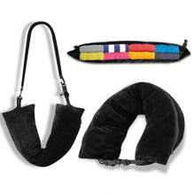 Fillable Travel Pillow, Suitable As Extra Luggage, Soft Velvet Travel Neck Pillow With Storage Bag, Adjustable Neck Size, Multifunctional Foldable Pillow, Ideal For Flight Travel
