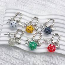 1pc Unisex Heart Shaped Asymmetrical Dice Design Keychain, Bag Pendant Halloween Valentine's Day Valentines Car Accessories Bag Charm