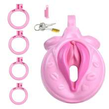 1set, Chastity Lock, The Man Plays The Woman, Cock Cage, Male Chastity Devices Lock 4 Rings, Role-Playing Flirting, Couple Sex Toys, Men Adult Sex Toy