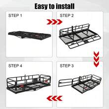 Portaequipajes plegable para enganche, Portaequipajes para enganche de remolque de 60" X 24" X 14", Portaequipajes para enganche, Capacidad de carga de 500 LBS, Portaequipajes que se ajusta a receptores de 2" para autocaravanas, camiones, SUV y furgonetas - Negro - Ver 2