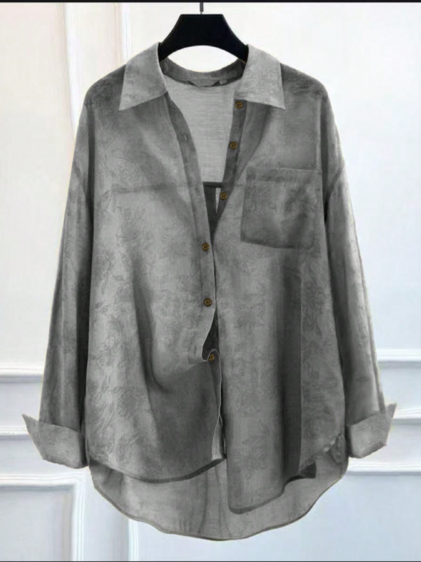 بلوزة نسائية بقصة فضفاضة وأكمام طويلة وطبعات على ا...