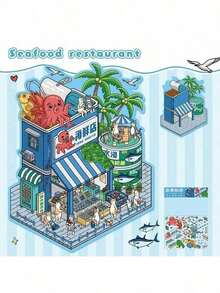 5-In-1 Undersea Series 3D Sticker Set, Multi-Layer Large Size Sticker Kit Includes Tweezers, Adorable Super Complex 3D Miniature Stickers (3pcs Stickers + 1pc Scene Card), Cartoon Simulation Operation, More Detailed Scene Craft Stickers, Creative 3D Stereo Micro Scene Collage, Cute Stress Relief DIY Sticker Painting, Intellectual Small House Decor Stickers, No Cutting Scene Stickers, 3D Layered Stereo Small House Stickers - Multicolor - View 4