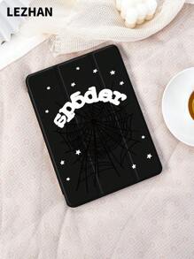 1pc Black Spider Web Pattern Flat Protective Case, Compatible With IPad 10.2", IPad Pro 11" 2021/2020/10th Gen, IPad Mini 4/5/6, Galaxy Tab A8 10.5" 2022, Matepad 10.4"/Tab, With Pencil Slot, Anti-Drop, Tablet Stand Cover