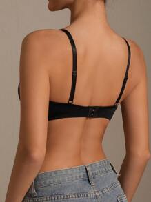 1pc Women's Solid Color Bow Molded Cup Underwire Comfortable Bra