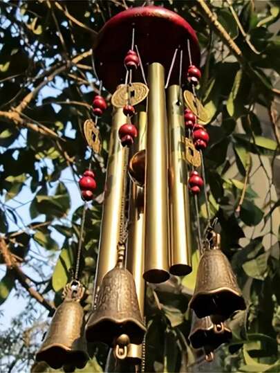 1pc Vintage Bronze Wind Chime With Bells And Coins - Retro Metal Garden Decor, Suitable For Patio, Backyard, Home, And Outdoor Wind Chimes Room Decor Bedroom Decor Home Decor Wall Decor