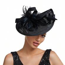 Elegant Alluring Women Derby Church Wedding Feather Sinamay Fascinator Headband Hair Clip Mini Hats Tiny Hats Derby Hat Mini Top Hat Mini Cap, School Stuff