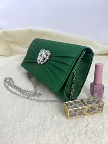 2025 New Fashion Minimalist Elegant Party Hand Carry Bag, Chain Strap Evening Clutch, Lightweight Luxury Daily Wear - Green - View 9