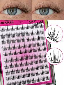 C Curl Self Adhesive Eyelashes Natural Wispy Pre Glued Lash Clusters No Glue Needed Press On Lashes Easy To Apply - 黑色 - 查看 4