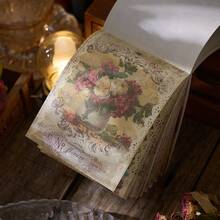 100 piezas/Libro Papel con patrón floral vintage, Papel de la serie Eco floral vintage, 100 hojas - Ideal para manualidades de scrapbooking y diario, papelería de escritura, papel para scrapbooking