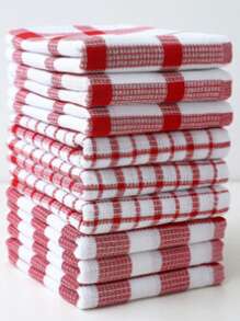 1/3/6/9 Stück Set karierte rote & weiße Küchentücher, weicher Polyesterstoff, modernes fantasie Design, maschinenwaschbar, rechteckige Geschirrtücher, geeignet für Heim-Dekoration und Geschenkideen