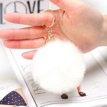 Cute Imitation Fur Plush Keychain Fluffy Pompom Ball Bag Backpack Decoration Car Key Chain Girl Gift Accessories Car Accessories Bag Charm Backpack For School