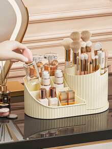2-in-1 Multifunktions-Kosmetikregal mit großer Kapazität, einschließlich Aufbewahrungsbox für Lippenstift, Lidschatten und Aufbewahrungsbox für Make-up-Pinsel, geeignet für Badezimmer, Frisiertisch und Schreibtisch im Schlafsaal